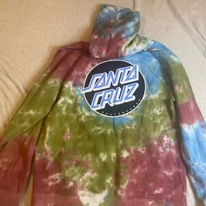 Santa Cruz Skateboards Tie-Dye Hoodie - Red, Green, Blue